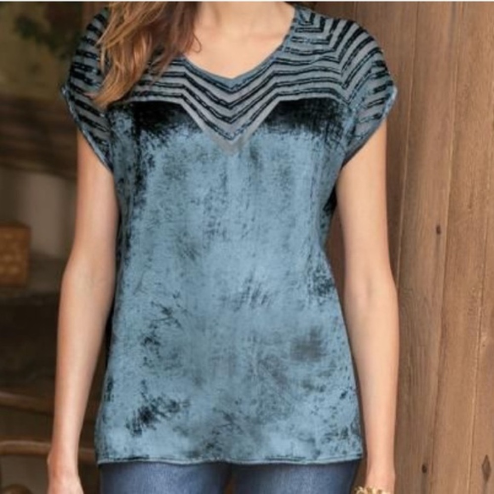 Soft‎ Surroundings Crushed Velvet Top Size Small